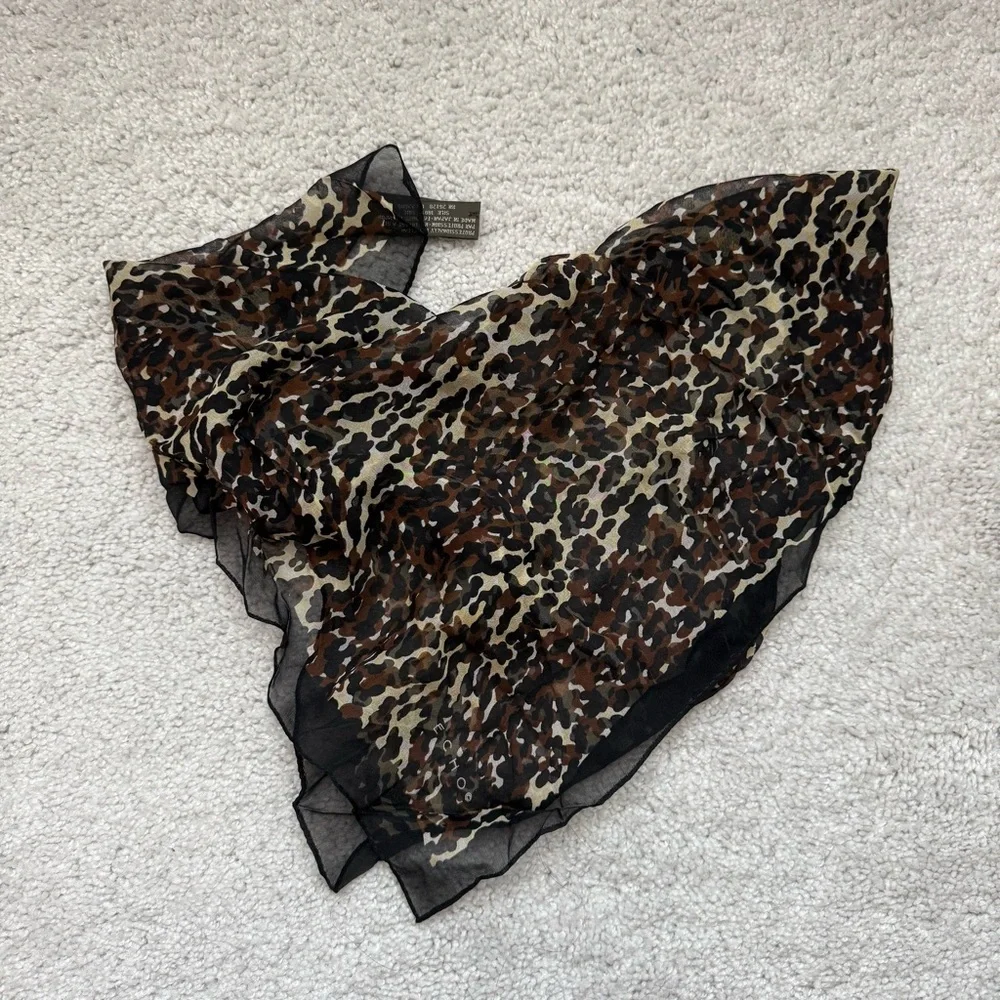 Echo Women's Silk Camo Print Scarf - Black, Brown, and Tan 21.5*21.5 - Picture 2 of 5